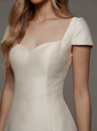 Hatfield silk faille A-line wedding dress with a sweetheart neckline and structured cap sleeves