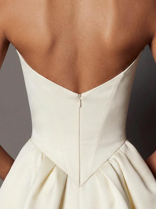 Chatsworth silk mikado ballgown wedding dress with a draped sweetheart neckline and a dropped basque waist